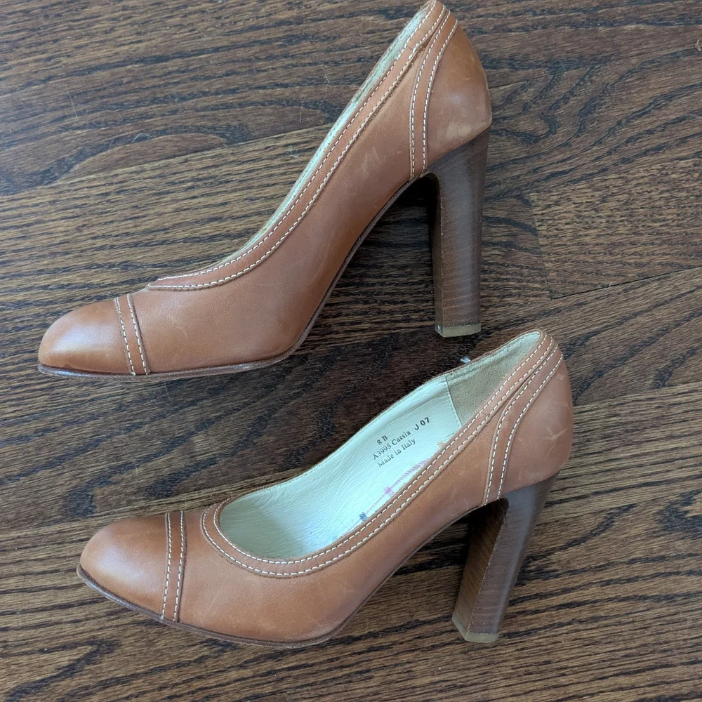 Coach Cassia Brown Leather Pumps, Size 8 - Picture 3 of 6